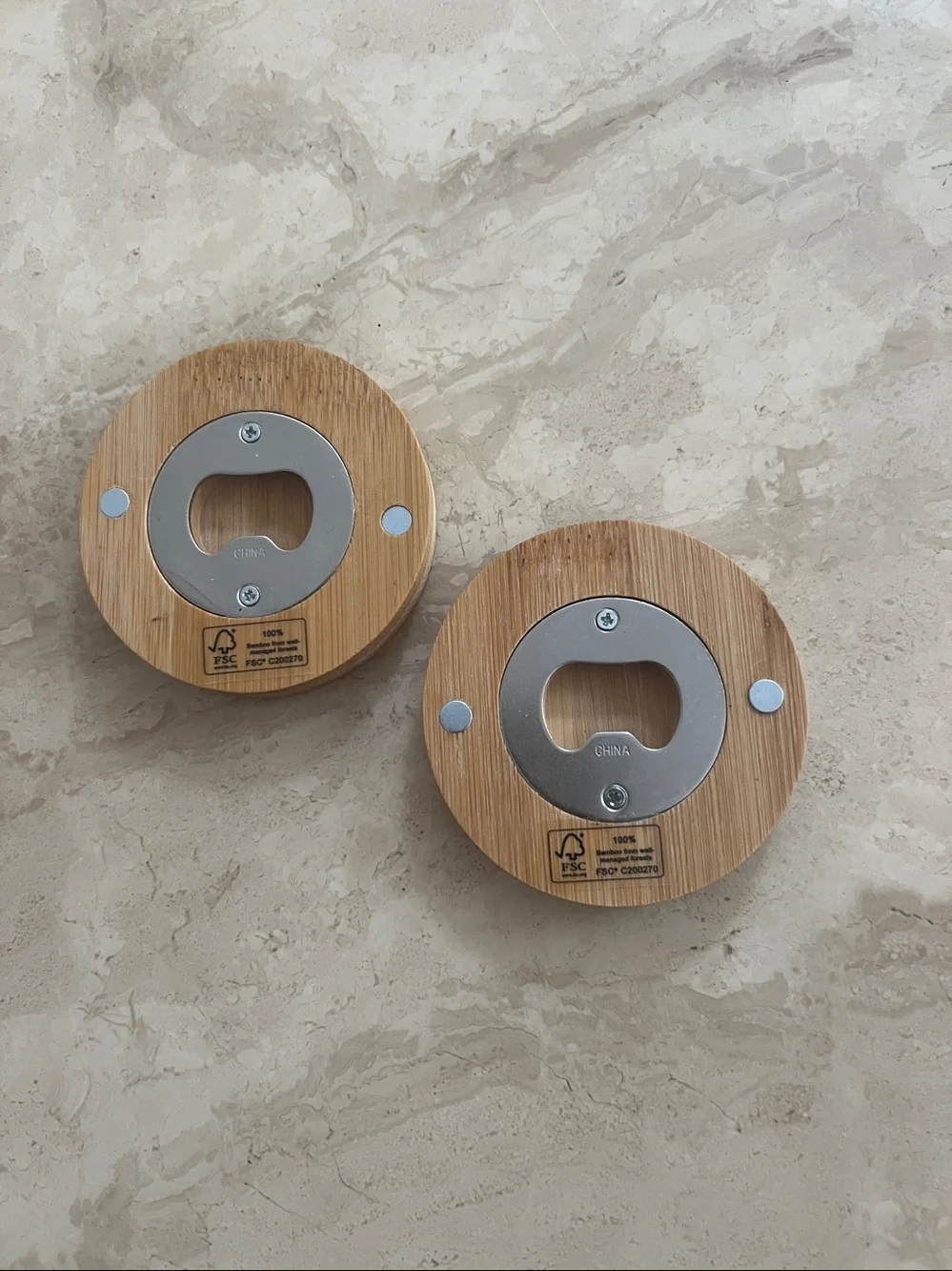 The Singer Oceanfront Resort Bamboo Coasters ,Bottle Opener, Stainless,Magnetic